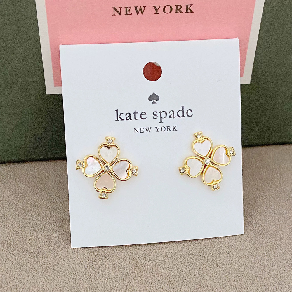 kate spade Four Leaf Clover Mother of Pearl Earrings Silver Post